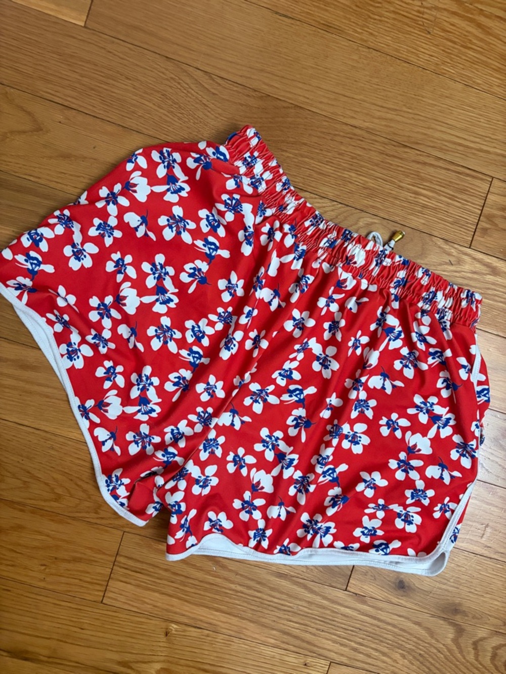 Jess Lea XL Rebel Floral Red White Blue Drawstring Everyday Shorts - Picture 4 of 11